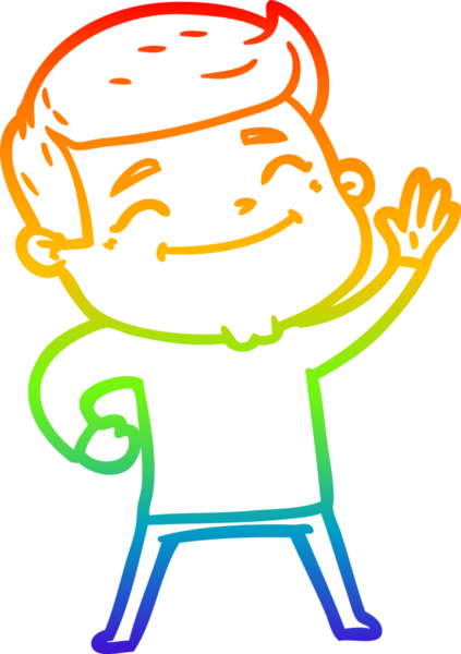 gökkuşağı gradyanı çizimi bir insan tarafından çizilmiş mutlu bir çizgi film adamı