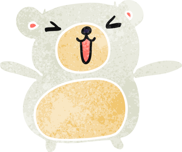 Eski çizgi film illüstrasyonu Kawaii bir insan tarafından çizilmiş sevimli oyuncak ayı.