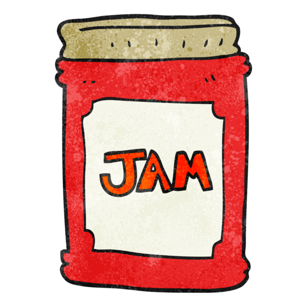 Bir insan tarafından çizilmiş el yapımı çizgi film reçel kavanozu.