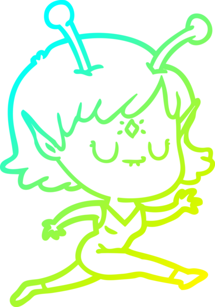 Bir insan tarafından çizilmiş soğuk hava çizgisi uzaylı bir kızın çizimi.