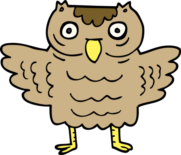 Bir insan tarafından çizilmiş komik baykuş.