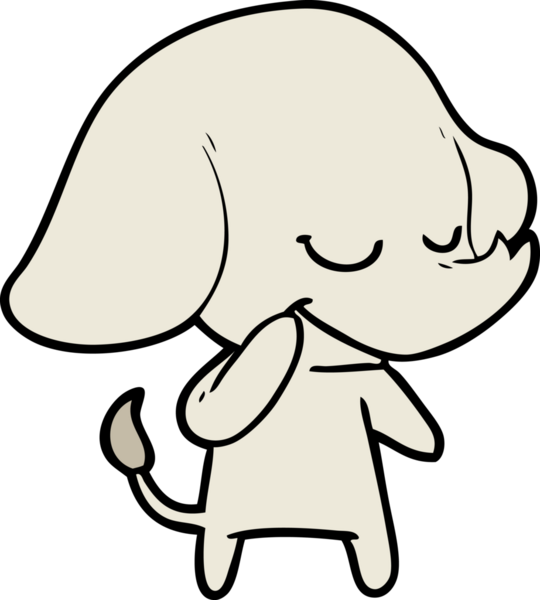 Bir insan tarafından çizilmiş gülümseyen bir fil.