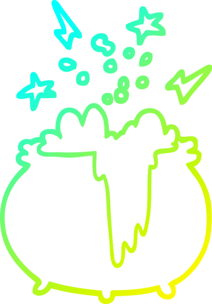 Soğuk gradyan çizgi çizimi bir insan tarafından çizilmiş cadı kazanı