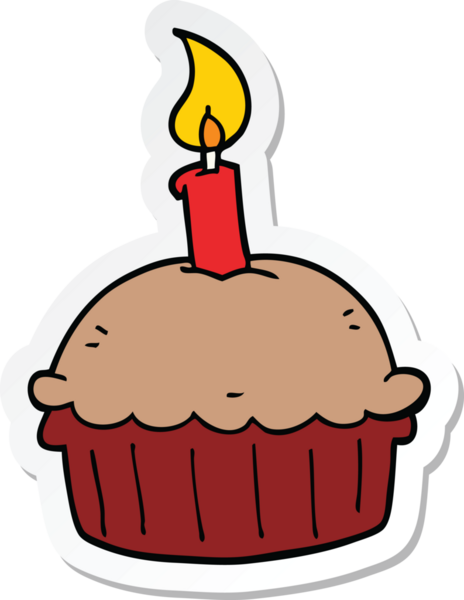 Bir insan tarafından çizilmiş bir doğum günü pastasının çıkartması.