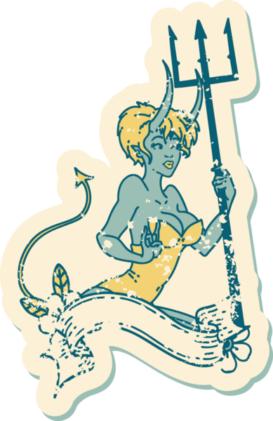 İkonik sıkıntılı dövme stili. Üzerinde insan dövmesi olan bir kız resmi.