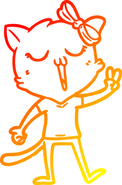 Bir insan tarafından çizilmiş çizgi film kedisinin sıcak çizgi çizimi