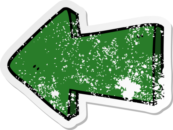 Bir insan tarafından çizilmiş ok şeklindeki karikatür çıkartması.