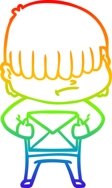 Bir insan tarafından çizilmiş dağınık saçlı bir çizgi film çocuğunun çizimi.