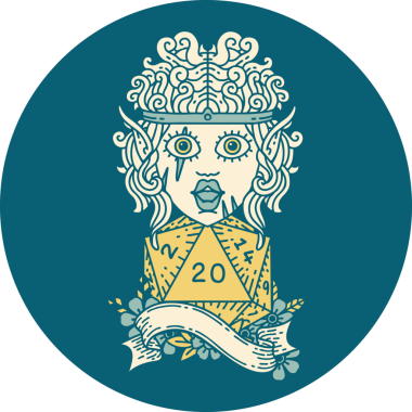 Retro Dövme Tarzı Bir insan tarafından çizilmiş 20 zarlı barbar karakter