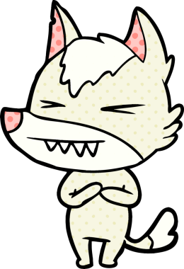 Bir insan tarafından çizilmiş kızgın kurt çizgi filmi.