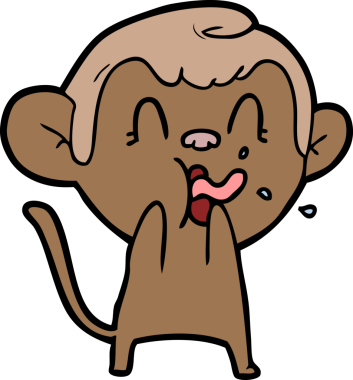 Bir insan tarafından çizilmiş çılgın çizgi film maymunu