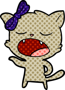 Bir insan tarafından çizilmiş esneyen kedi çizgi filmi.