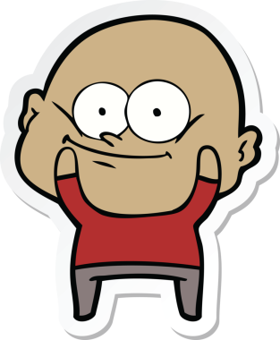 Bir insan tarafından çizilmiş kel bir adamın çıkartması.