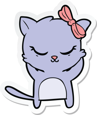 Bir insan tarafından çizilmiş şirin bir çizgi film kedisinin çıkartması.