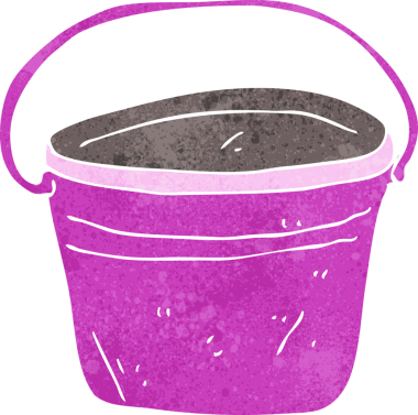 Bir insan tarafından çizilmiş metal bir kova.