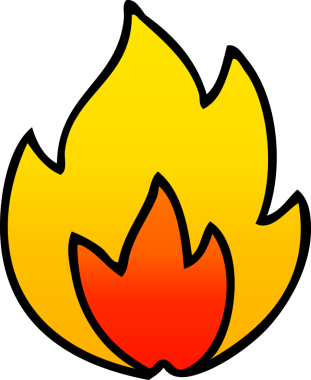 Bir insanın çizdiği ateşin gölgeli çizgi filmi.