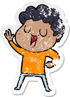 Bir insan tarafından çizilmiş sallanan bir karikatürcünün sıkıntılı çıkartması.