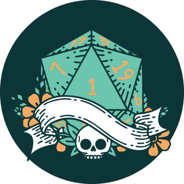 Bir insan tarafından çizilen bir d20 zar atma ikonu