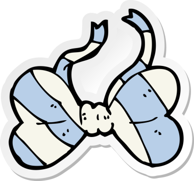 Bir insan tarafından çizilmiş çizgili papyon çıkartması.