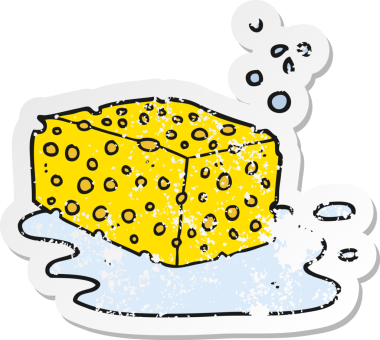 Bir insan tarafından çizilmiş karikatür süngerinin gerilmiş yapıştırması.