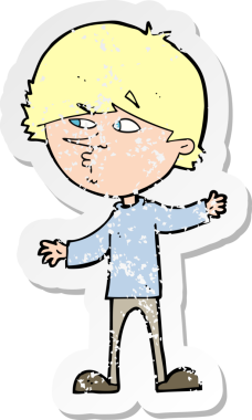 Bir insan tarafından çizilmiş garip bir çizgi filmin gerilimli çıkartması.