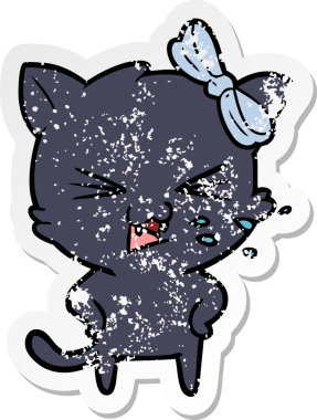 Bir insan tarafından çizilmiş karikatür bir kedinin sıkıntılı çıkartması.