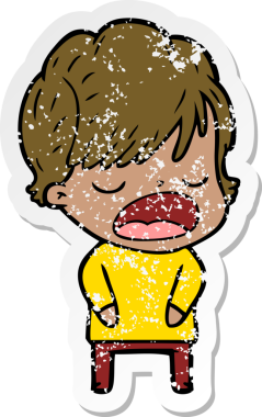 Bir insan tarafından çizilmiş karikatür kadının sıkıntılı çıkartması.