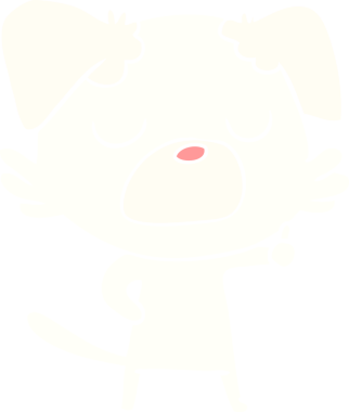 Bir insan tarafından çizilmiş düz renkli çizgi film köpeği.