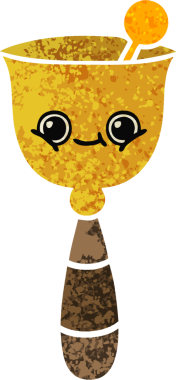 Bir insan tarafından çizilmiş okul çanının retro çizim stili karikatürü