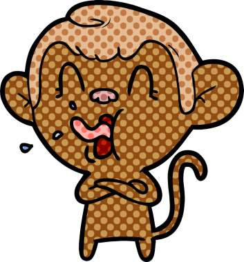 Bir insan tarafından çizilmiş çılgın çizgi film maymunu