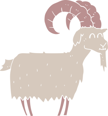 Bir insan tarafından çizilmiş keçinin düz renk çizimi