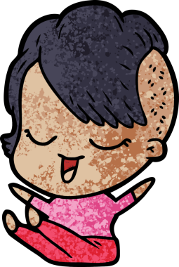 Bir insan tarafından çizilmiş mutlu çizgi film kızı.