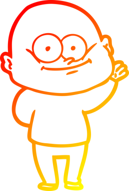 Bir insan tarafından çizilmiş kel bir adamın sıcak çizgi çizimi.