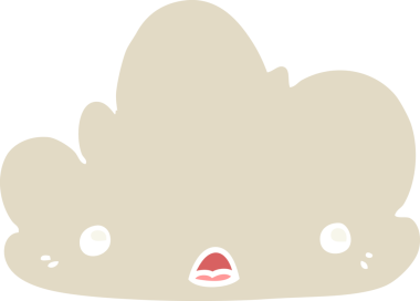 Bir insan tarafından çizilmiş şirin düz renkli çizgi film bulutu