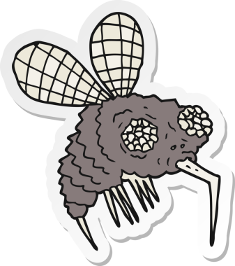 Bir insan tarafından çizilmiş bir sineğin çıkartması.