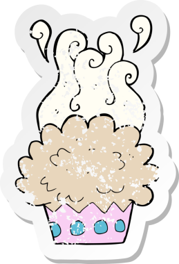 Bir insan tarafından çizilmiş bir karikatür fincan kekinin gerilimli yapıştırması.