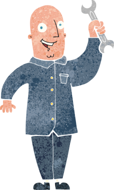 bir insan tarafından çizilmiş karikatür tamircisi