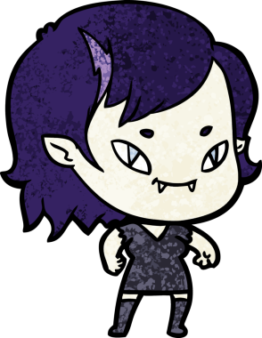 Bir insan tarafından çizilmiş çizgi film dostu vampir kız.