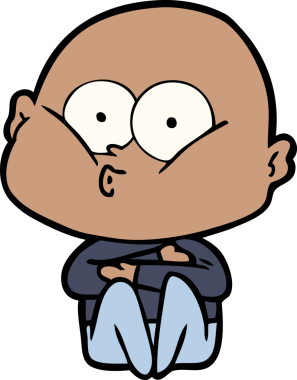 Bir insan tarafından çizilmiş kel bir adam.