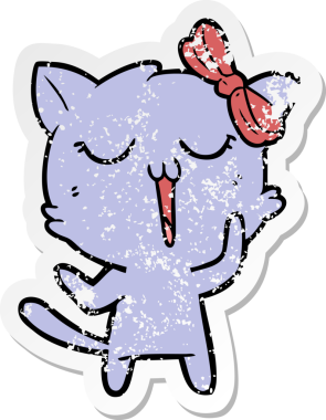 Bir insan tarafından çizilmiş karikatür bir kedinin sıkıntılı çıkartması.