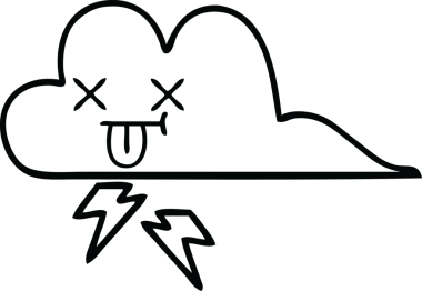 Bir insan tarafından çizilmiş bir gök gürültüsü bulutunun çizgi çizimi