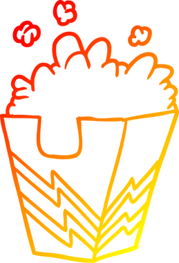 Bir insan tarafından çizilmiş patlamış mısır kutusunun sıcak gradyan çizgisi.