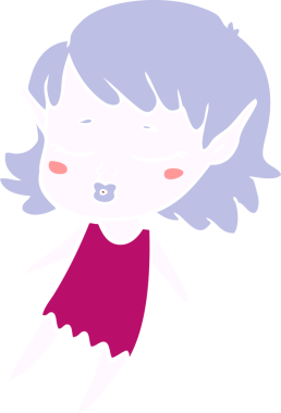 Bir insan tarafından çizilmiş düz renkli çizgi film elf kızı.