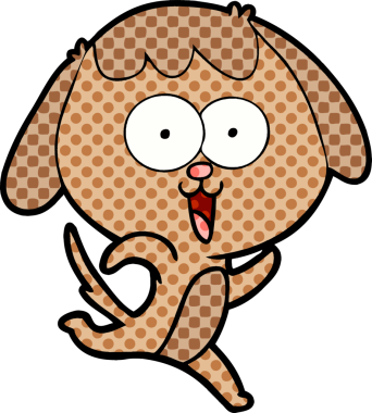 Bir insan tarafından çizilmiş şirin bir çizgi film köpeği.