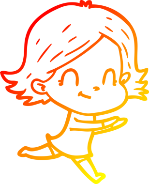 Bir insan tarafından çizilmiş, karikatür dostu bir kız çizimi.