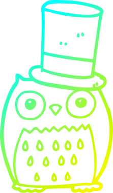 Bir insan tarafından çizilmiş silindir şapkalı bir baykuş çizimi.