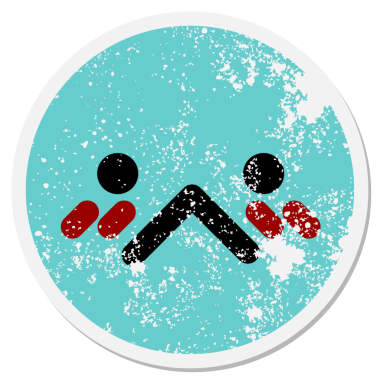 bir insan tarafından çizilmiş utangaç yüz dairesel etiketi