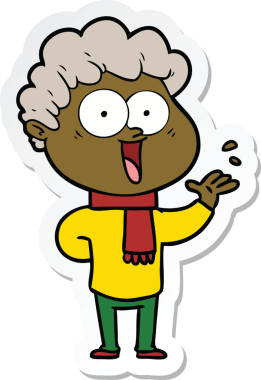 Bir insan tarafından çizilmiş mutlu bir adamın çıkartması.