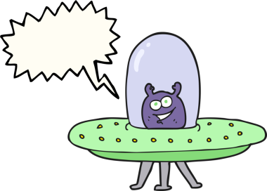 Bir insan tarafından çizilmiş serbest konuşma balonu çizgi filmi uzay uzaylısıName