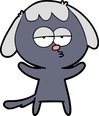 Bir insan tarafından çizilmiş, sıkılmış bir köpek.